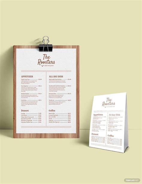 simple cafe coffee shop menu template illustrator word apple pages