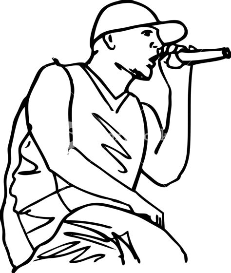 sketch  hip hop singer singing   microphone vector illustration