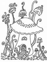 Mushroom Coloring Fairy Gnome sketch template