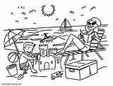 Coloring Beach Vacation Summer Fun Printable sketch template