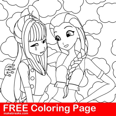 coloring page  friends  sad  breaks