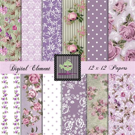 digital paper digital scrapbook paper floral lilac digital