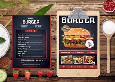 creative burger psd menu design template effects