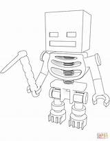 Minecraft Coloring Skeleton Pages Hoe Printable Craft Kids Drawing sketch template
