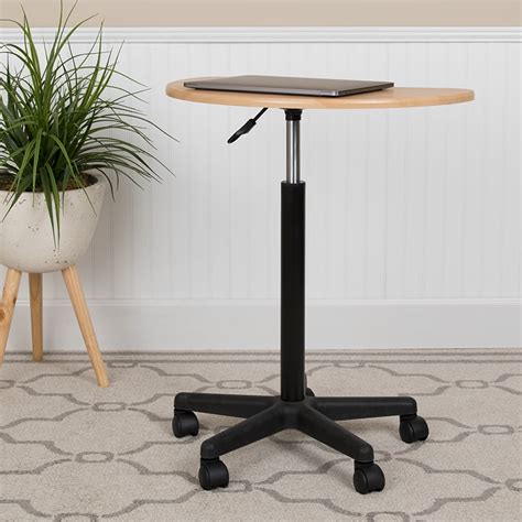 maple sit  stand mobile laptop computer desk portable rolling