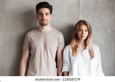 image cute young loving couple standing stock photo