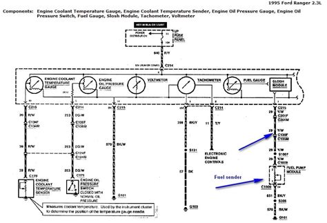 ford ranger     wiring diagram  fuel gauge   dash   sendig unit