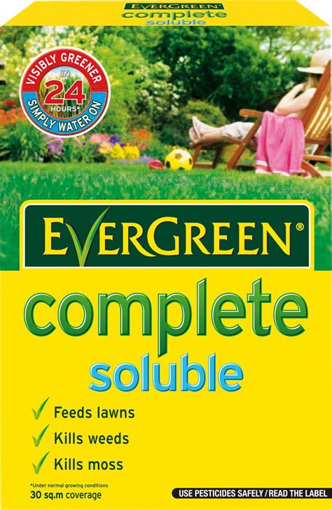 evergreen complete soluble lawn feed weed moss killer