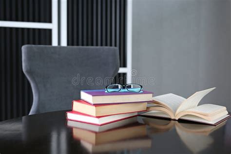 Open Book And Glasses On Wood Table Education Background Stock Image
