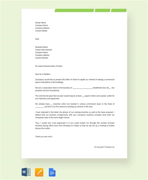 sample lease proposal letter templates   pages google