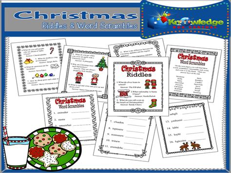 christmas riddles word scrambles teaching resources