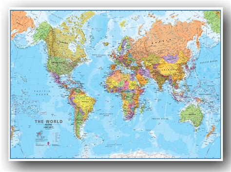 world map atlas detailed large poster art print   sizes buy