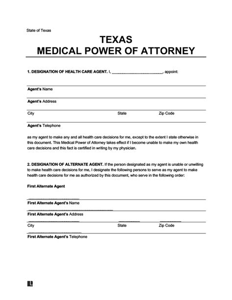 texas power  attorney forms  printable easily customize
