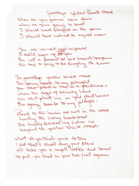 original handwritten lyrics  elton johns greatest hits  bonhams fine books collections