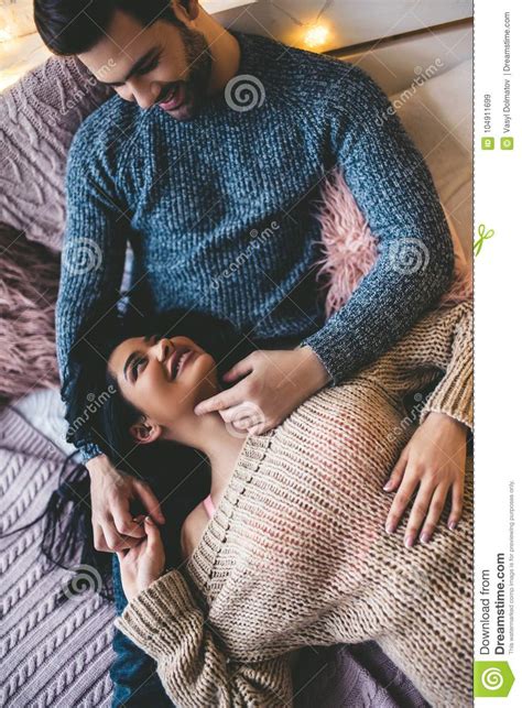Couple On Bed Stock Image Image Of Girl T Happy