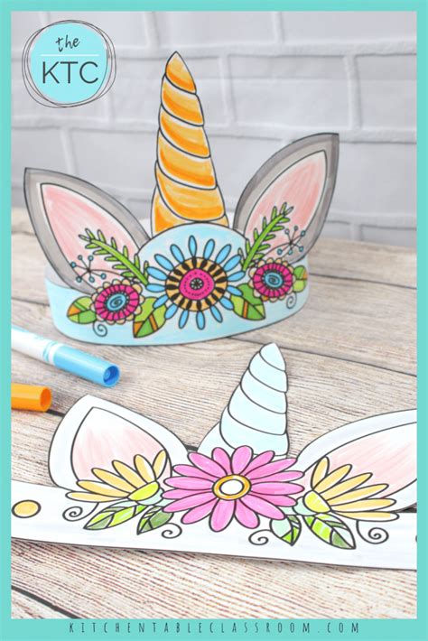 printable unicorn horn headbands  flowers  color unicorn horn diy