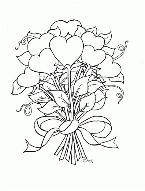 hearts  flowers coloring pages coloring home