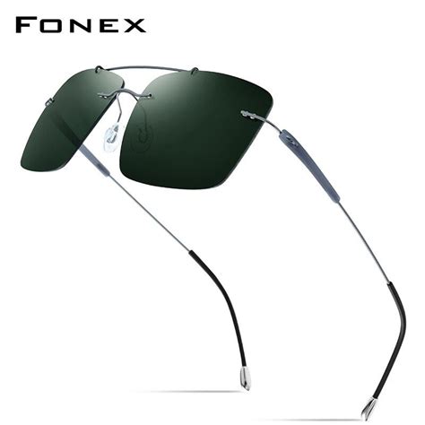 fonex titanium alloy tr90 rimless sunglasses men 2020 new ultralight