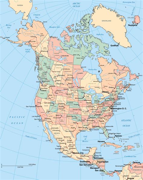 maps  north america  north american countries political maps