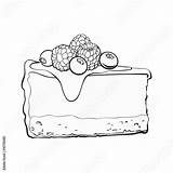 Cheesecake Slice Decorated Berries Vectorified sketch template