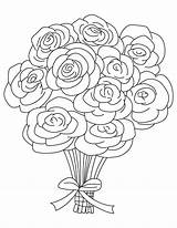 Coloring Pages Bouquets Bouquet Popular Roses Rose sketch template