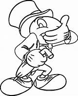 Coloring Jiminy Pinocchio Giggling Wecoloringpage sketch template