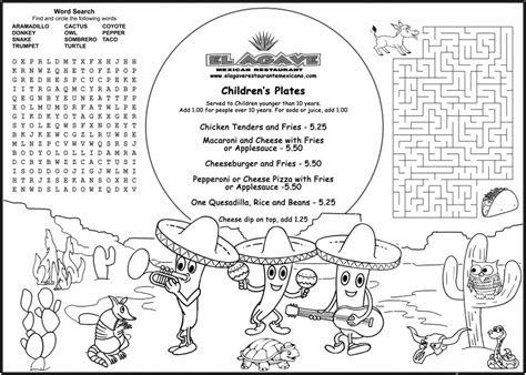 printable restaurant menu templates  childrens menus kids