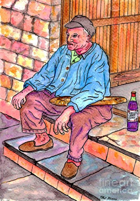 An Old Italian Man With His Bread And Wine Painting By Philip And