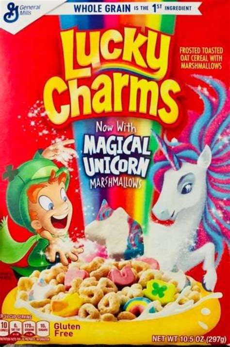 general mills lucky charms cereal box  marshmallows net  usa