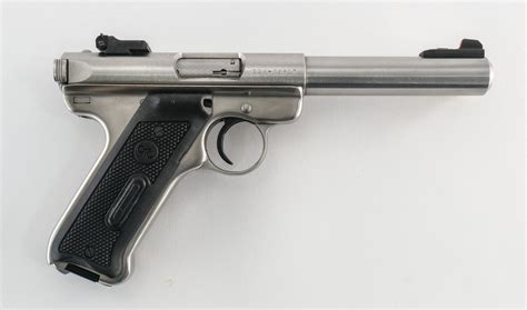 ruger mark  target stainless  lr pistol  gun auction