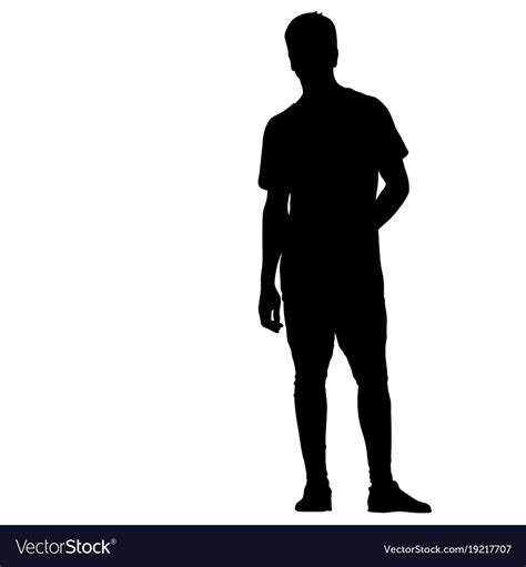 Black Silhouette Man Standing People On White Vector Image