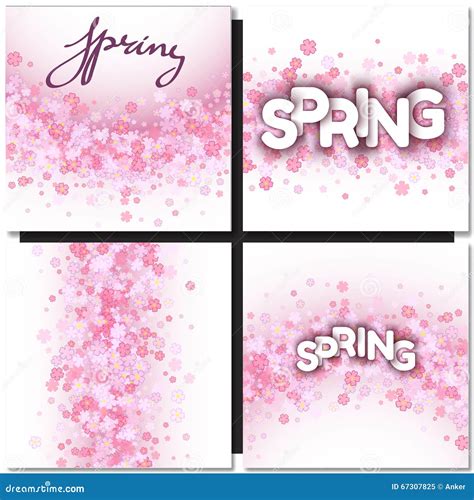 white spring sign  pink flowers background stock vector