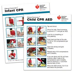 aha  heartsaver child infant cpr aed wallet card  pk aed