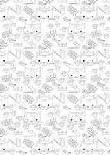 Coloring Cat Printable Paper Pages Scrapbooking Meinlilapark Pattern Geschenkpapier Printables Digital Kawaii Ausdruckbares Freebie Cats Downloads Ausdruckbare Round Filofax Diy sketch template