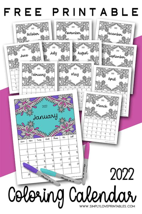 printable coloring calendar  simply love printables