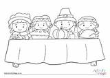 Thanksgiving Table Colouring First Pages Sharing sketch template