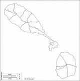 Kitts Nevis Parishes Map Saint Boundaries Maps Blank Outline Base sketch template