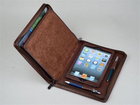 ipad mini leather business portfolio case  notepad  iphone pockets  ipad mini