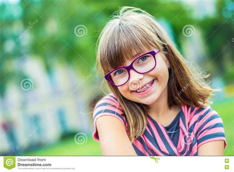 Girl Teen Pre Teen Girl With Glasses Girl With Teeth
