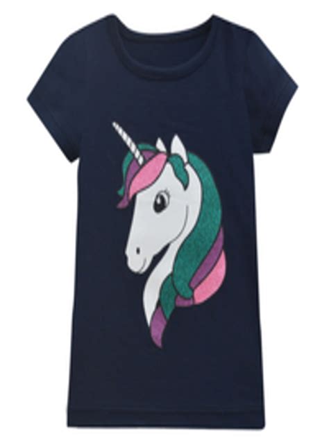Buy A T U N Girls Navy Blue Unicorn Printed T Shirt Tshirts For