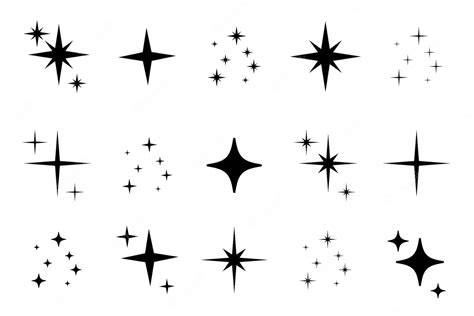 premium vector shine sparkle star icon set twinkle star black