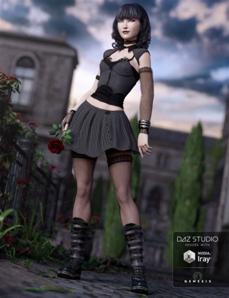 goth girl outfit for genesis 3 female s 3d models for poser and daz