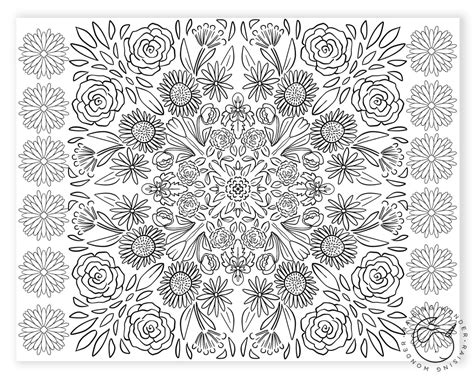 single coloring page flower mosaic sarah jane studios