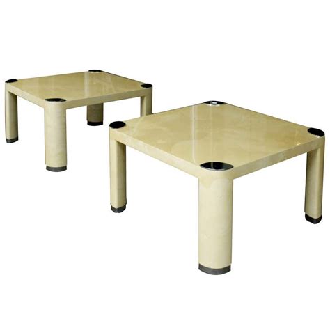pair of goatskin occasional tables by karl springer at 1stdibs