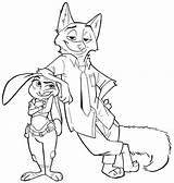 Zootopia Coloring Printable Judy Pages Nick Hopps sketch template