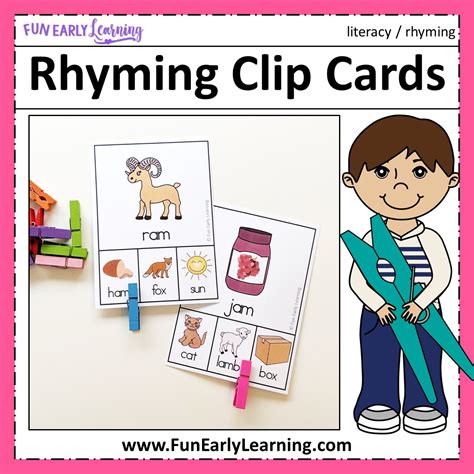 rhyming clip cards cvc words    phonemic awareness