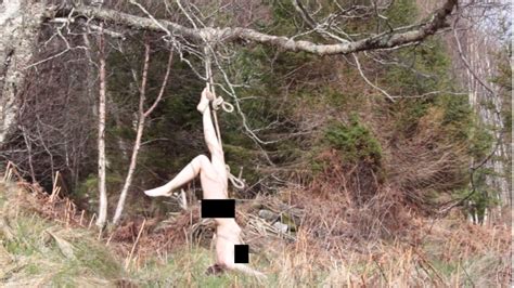 Film Of Naked London Artist Stuck Upside Down Tied To A