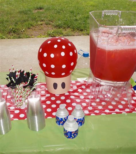 Drink Station At A Super Mario Bros Birthday Party See More Party