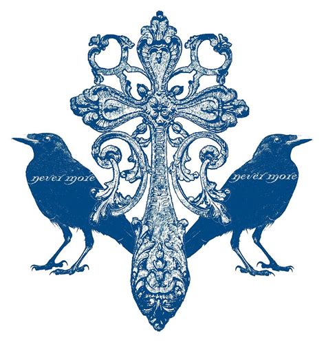 blue ravens and ancient cross digital art by sandra mcginley
