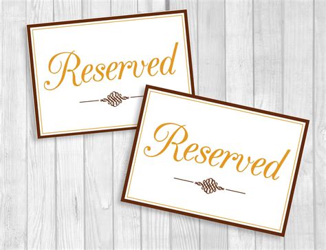 printable reserved table signs printable templates
